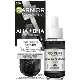 Garnier Aha + Niacinamide + Bha Charcoal Anti Blemish Serum